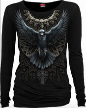 Load image into Gallery viewer, Spiral Direct RAVEN SKULL long sleeve ladies top