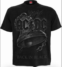 Load image into Gallery viewer, Spiral Direct ACDC Back in Black short sleeve t shirt