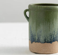 Load image into Gallery viewer, Jar with handles blue/green dipped