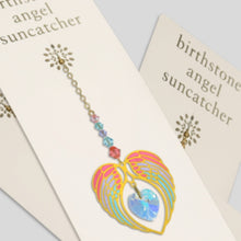Load image into Gallery viewer, Angel Wing Heart Birthstone Suncatcher