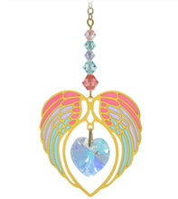 Load image into Gallery viewer, Angel Wing Heart Birthstone Suncatcher
