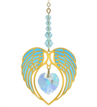 Load image into Gallery viewer, Angel Wing Heart Birthstone Suncatcher