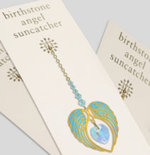 Load image into Gallery viewer, Angel Wing Heart Birthstone Suncatcher
