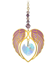 Load image into Gallery viewer, Angel Wing Heart Birthstone Suncatcher