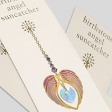 Load image into Gallery viewer, Angel Wing Heart Birthstone Suncatcher