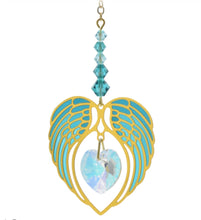 Load image into Gallery viewer, Angel Wing Heart Birthstone Suncatcher