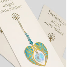 Load image into Gallery viewer, Angel Wing Heart Birthstone Suncatcher