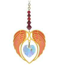 Load image into Gallery viewer, Angel Wing Heart Birthstone Suncatcher