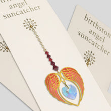 Load image into Gallery viewer, Angel Wing Heart Birthstone Suncatcher