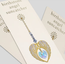 Load image into Gallery viewer, Angel Wing Heart Birthstone Suncatcher
