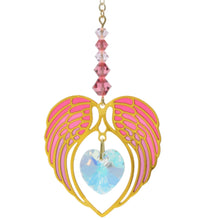 Load image into Gallery viewer, Angel Wing Heart Birthstone Suncatcher