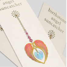 Load image into Gallery viewer, Angel Wing Heart Birthstone Suncatcher
