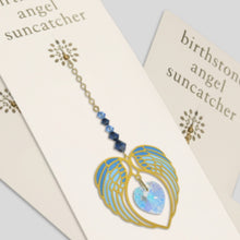 Load image into Gallery viewer, Angel Wing Heart Birthstone Suncatcher
