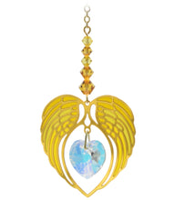 Load image into Gallery viewer, Angel Wing Heart Birthstone Suncatcher