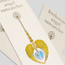 Load image into Gallery viewer, Angel Wing Heart Birthstone Suncatcher