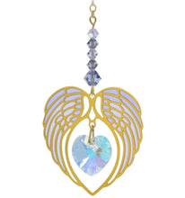 Load image into Gallery viewer, Angel Wing Heart Birthstone Suncatcher