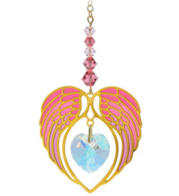 Load image into Gallery viewer, Angel Wing Heart Birthstone Suncatcher