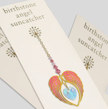 Load image into Gallery viewer, Angel Wing Heart Birthstone Suncatcher