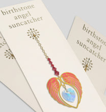 Load image into Gallery viewer, Angel Wing Heart Birthstone Suncatcher