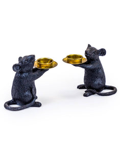 Pair of Black Mouse Candle Holders