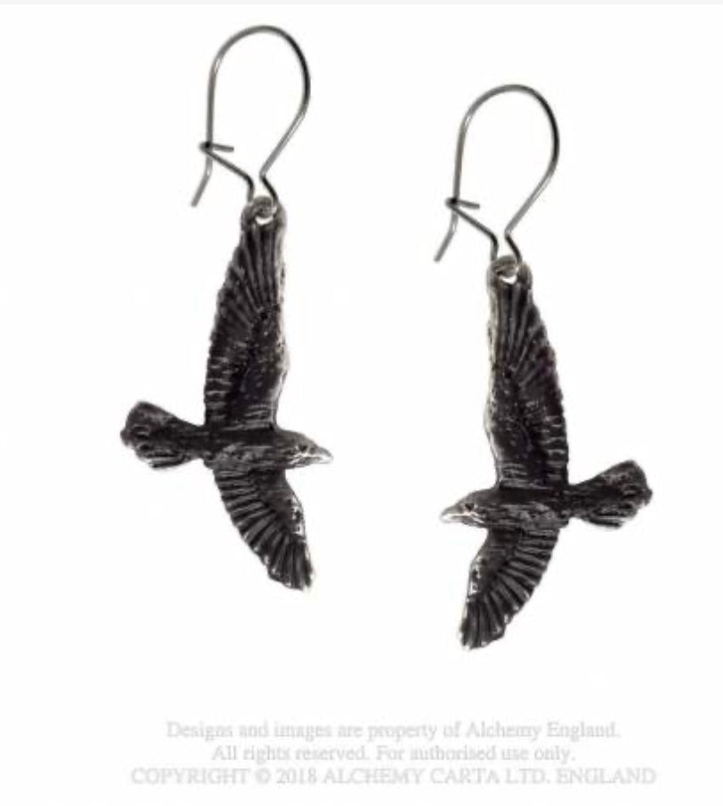 Alchemy Black Raven Earrings