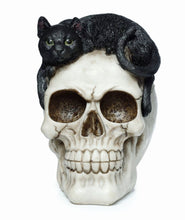 Load image into Gallery viewer, Skull With Black Cat Ornament
