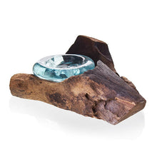 Load image into Gallery viewer, Molten Glass on Wood - Candle Holder
