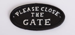 cast iron sign please close the gate