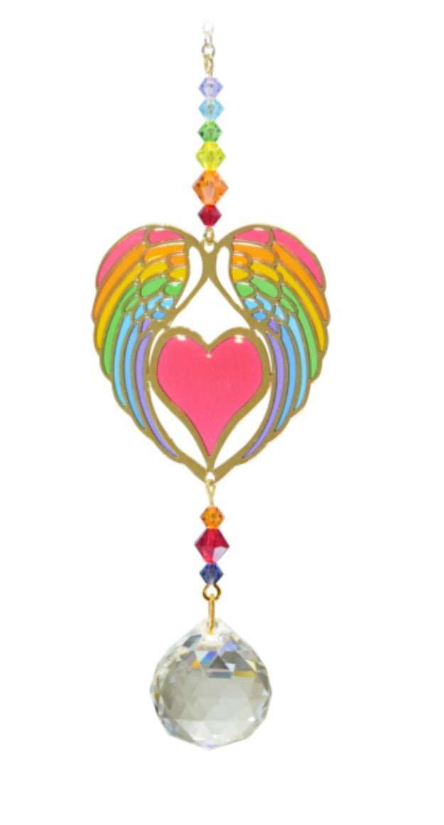 Crystal Dreams Angel Wing Heart Rainbow