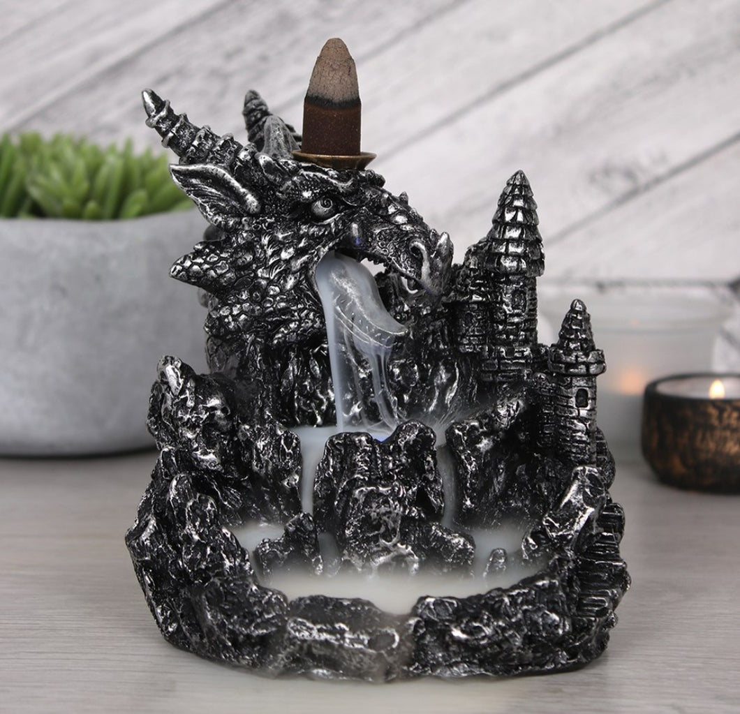 Silver dragon backflow incense burner