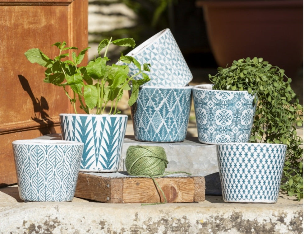 Old Style Dutch Pots patterned teal