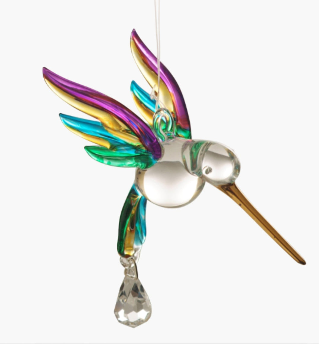 Fantasy Glass Hummingbird Suncatcher Tropical