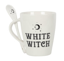 Load image into Gallery viewer, White Witch Ceramic mug with spoon
