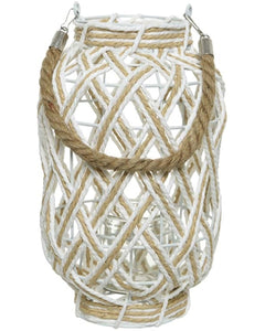 White Natural Jute Rope Lantern 40cm