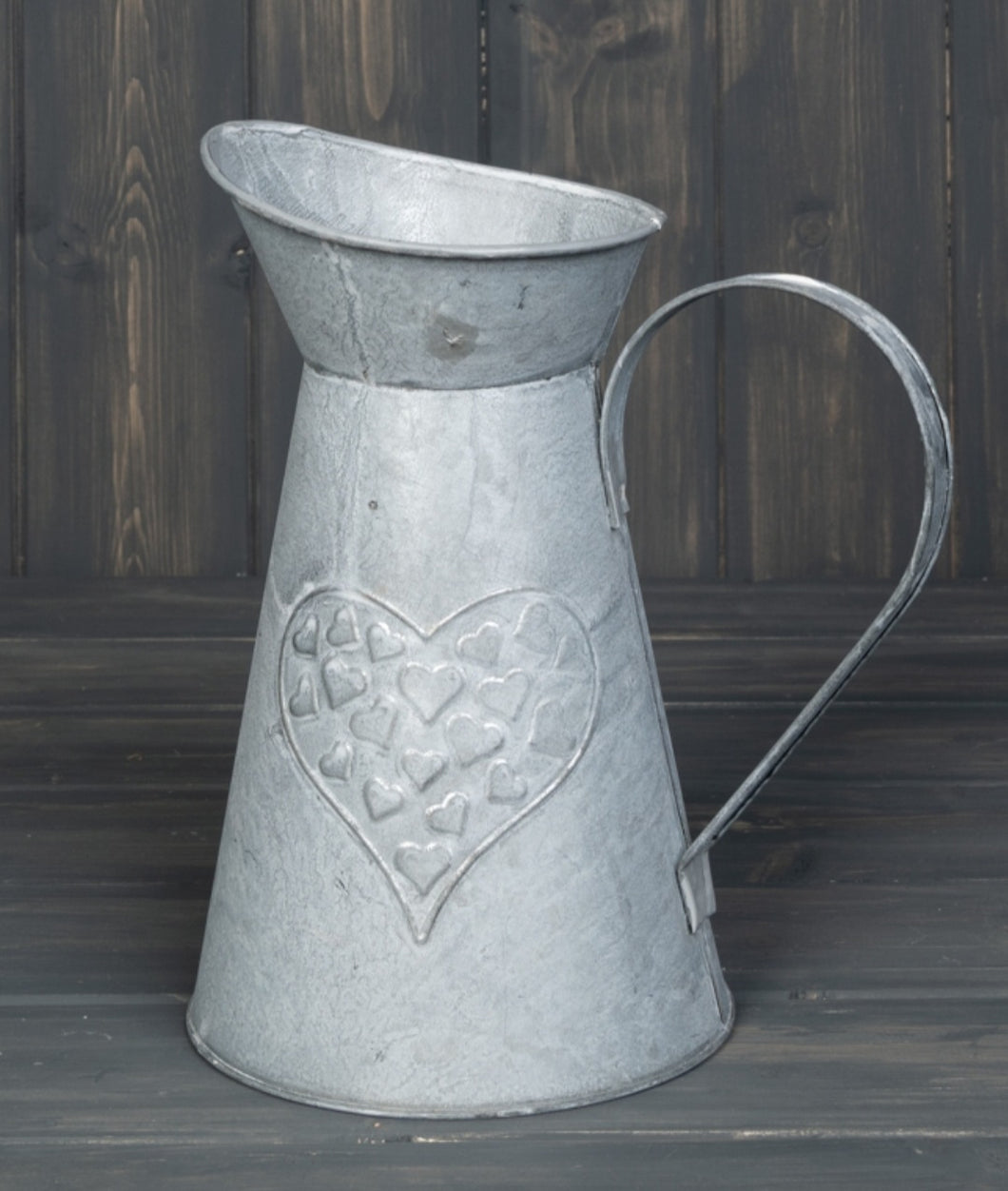 Embossed Heart  Zinc Jug 22cm