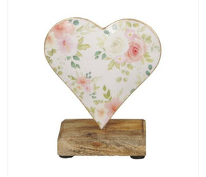 Floral Heart on Wooden Base