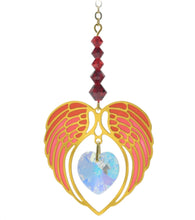 Load image into Gallery viewer, Angel Wing Heart Birthstone Suncatcher
