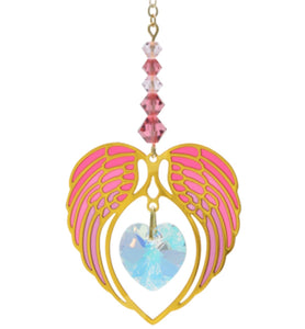 Angel Wing Heart Birthstone Suncatcher